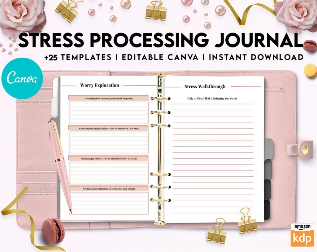 Stress Journal, DBT Distress Tolerance, DBT Skills, Therapy Journal, Mental Health Journal, Stress Editable Templates, Stress Relief, BPD, Anxiety, Canva Editable Templates, Kdp interior