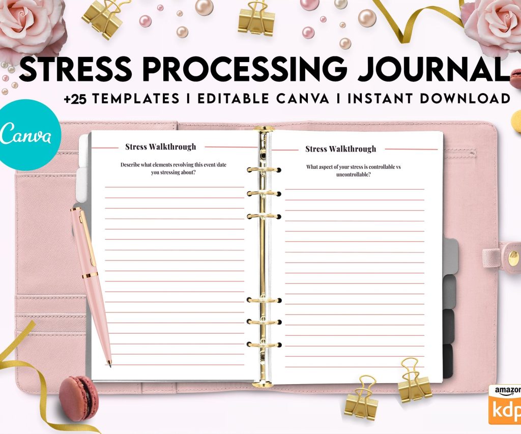 Stress Journal, DBT Distress Tolerance, DBT Skills, Therapy Journal, Mental Health Journal, Stress Editable Templates, Stress Relief, BPD, Anxiety, Canva Editable Templates, Kdp interior