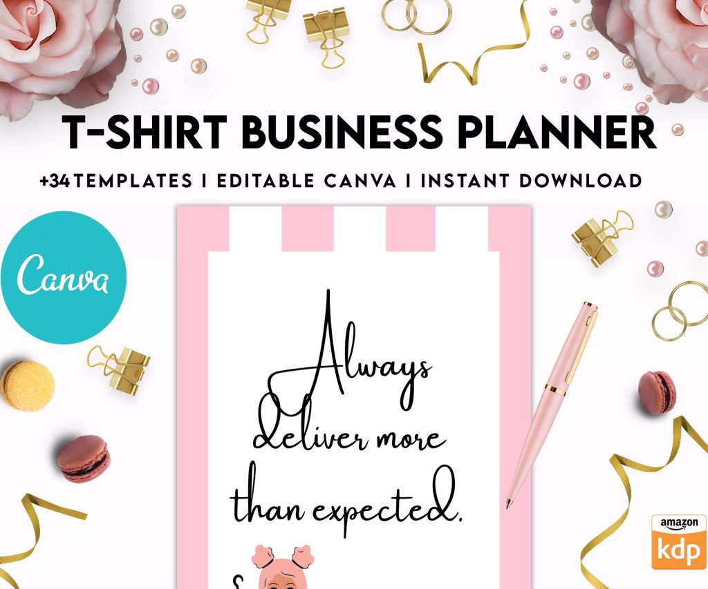 T-shirt Business Planner Template, T-shirt Order form, Invoice, Tracker Etc. , Canva Editable Templates, Kdp interior