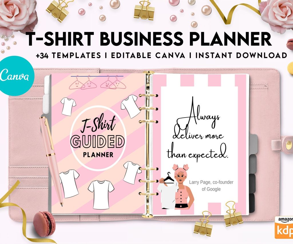 T-shirt Business Planner Template, T-shirt Order form, Invoice, Tracker Etc. , Canva Editable Templates, Kdp interior