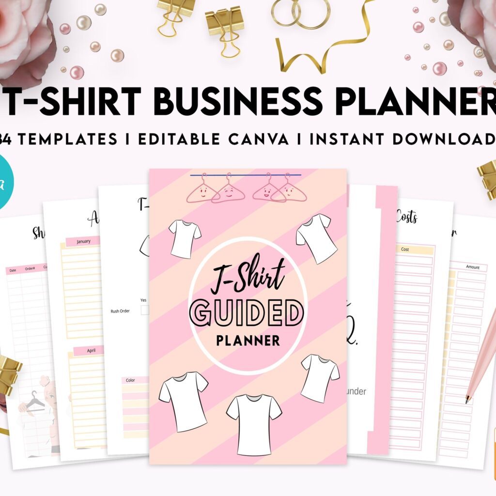 T-shirt Business Planner Template, T-shirt Order form, Invoice, Tracker Etc. , Canva Editable Templates, Kdp interior