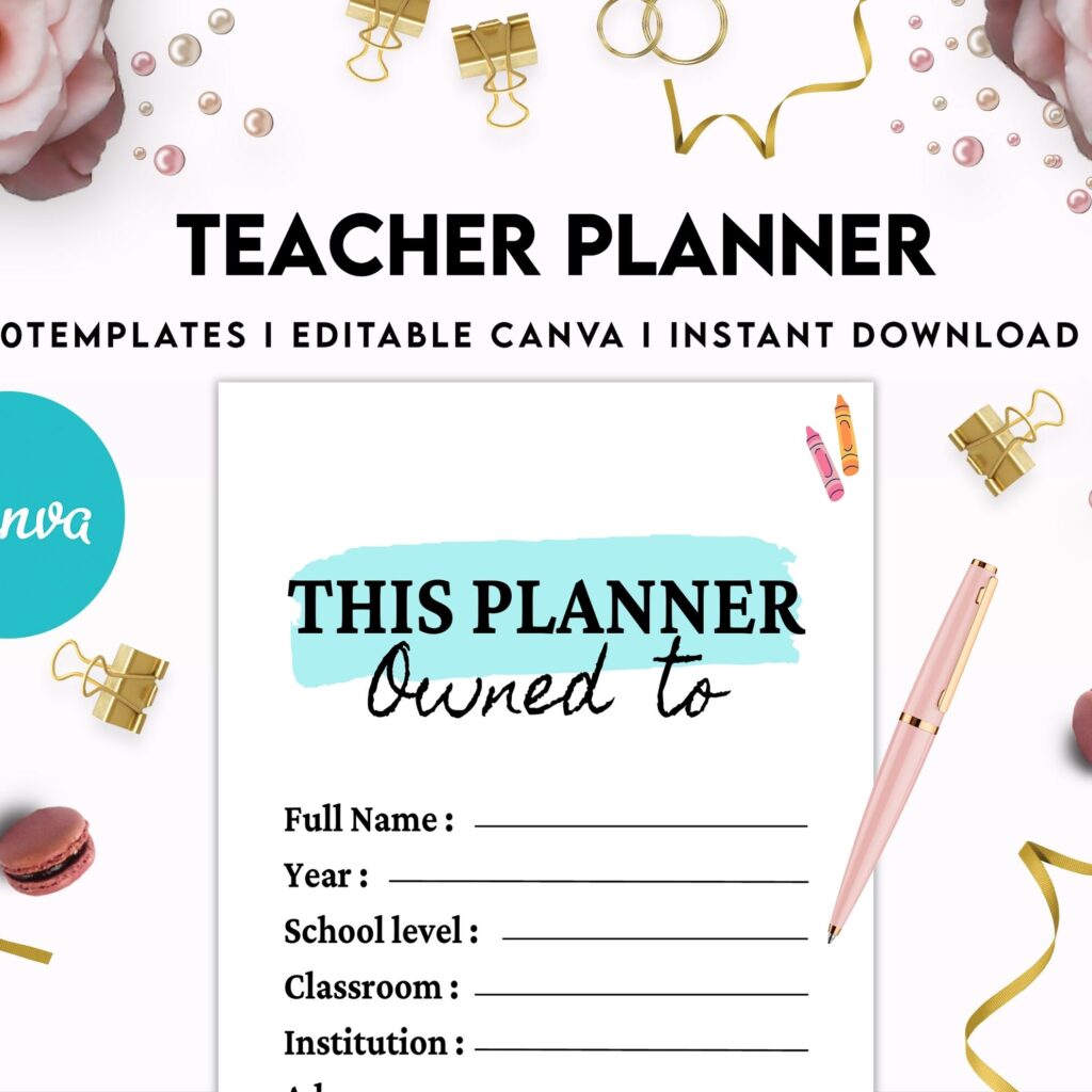Teacher Planner, Teacher Journal, teacher Bundle pages, Canva Editable Templates, Kdp interior