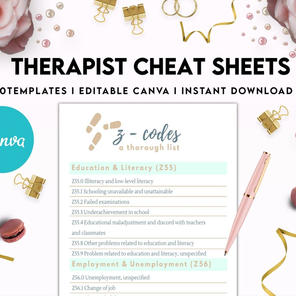 Therapist Planner, Therapist insert cheat sheets for documentation & clinical work, therapy sheets Canva Editable Templates, Kdp interior