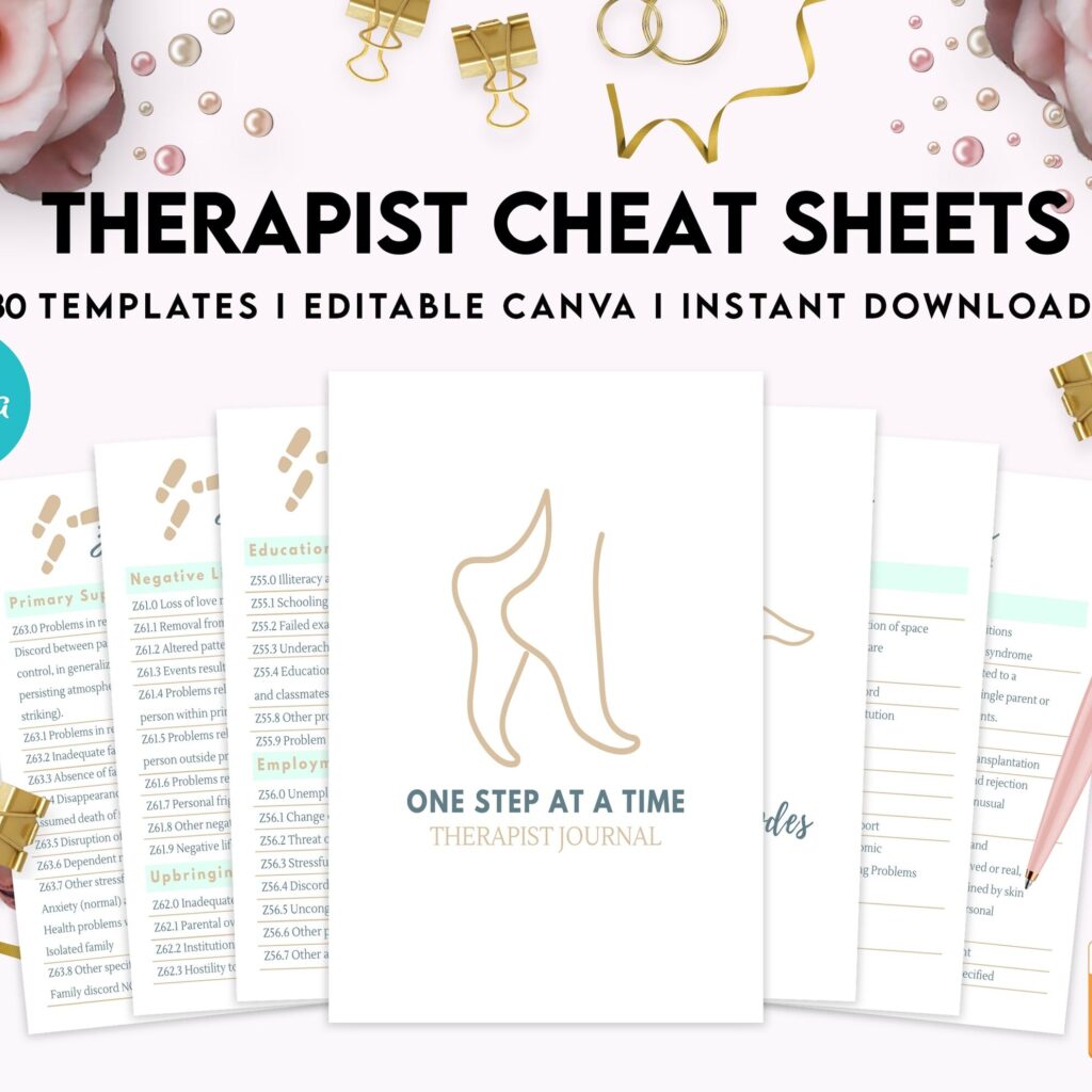 Therapist Planner, Therapist insert cheat sheets for documentation & clinical work, therapy sheets Canva Editable Templates, Kdp interior