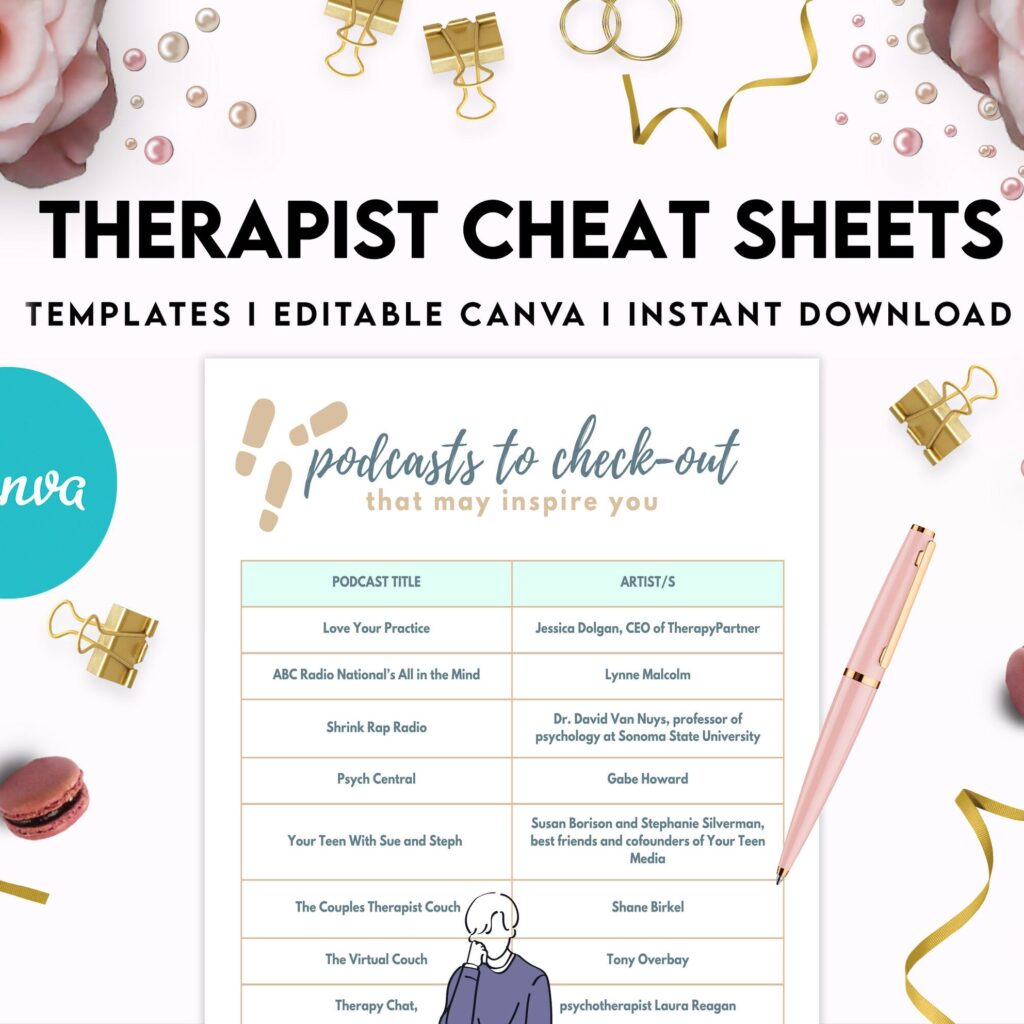 Therapist Planner, Therapist insert cheat sheets for documentation & clinical work, therapy sheets Canva Editable Templates, Kdp interior