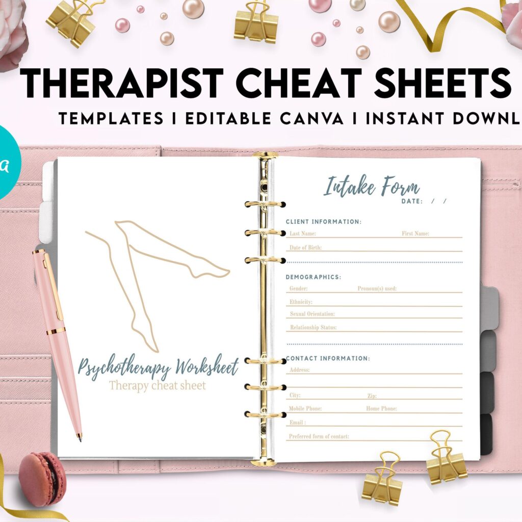 Therapist Planner, Therapist insert cheat sheets for documentation & clinical work, therapy sheets Canva Editable Templates, Kdp interior