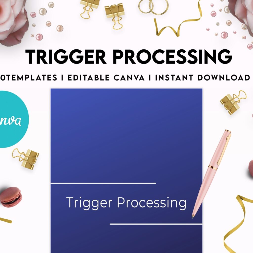 Trigger Processing journal, Thought Processing Journal Pages for daily self care, mental health, and emotion list with breakdown worksheets, Canva Editable Templates, Kdp interior