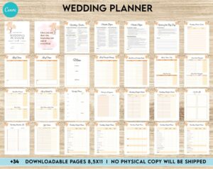 Wedding Planner, Wedding Pages, Wedding Plan Bundle, Wedding Planning Book, Wedding Planner, Canva Editable Templates, Kdp interior