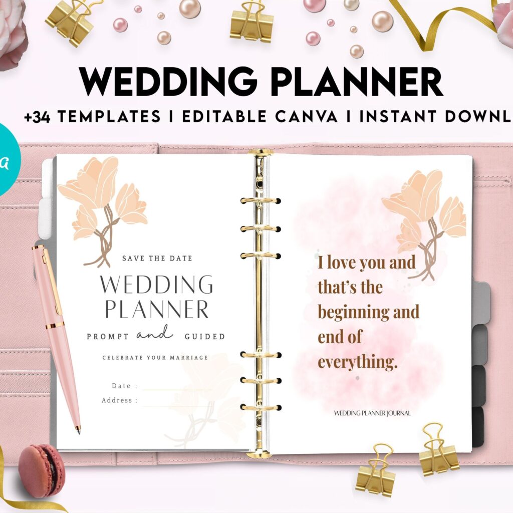 Wedding Planner, Wedding Pages, Wedding Plan Bundle, Wedding Planning Book, Wedding Planner, Canva Editable Templates, Kdp interior