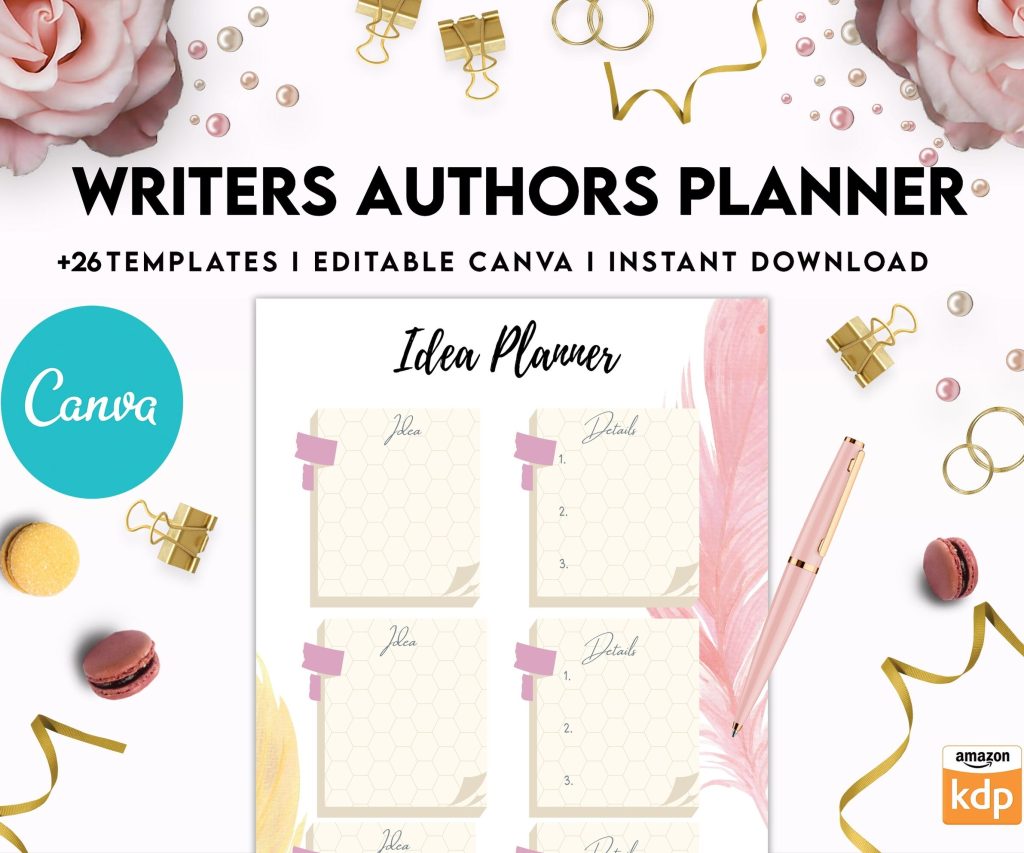 Author Planner, Writers Planner, Book Writing Planner, Novel Planner, Canva Editable Templates, Kdp interior