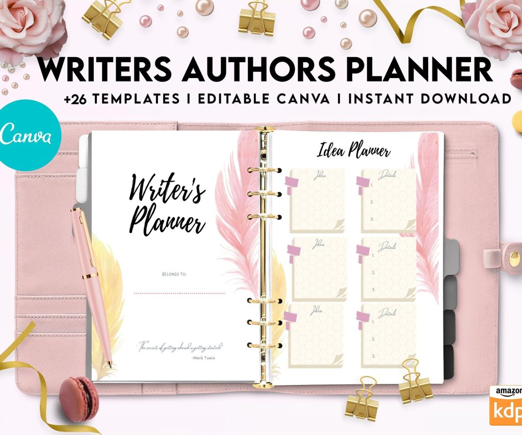 Author Planner, Writers Planner, Book Writing Planner, Novel Planner, Canva Editable Templates, Kdp interior