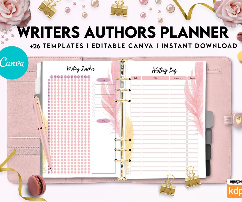 Author Planner, Writers Planner, Book Writing Planner, Novel Planner, Canva Editable Templates, Kdp interior