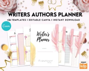 Author Planner, Writers Planner, Book Writing Planner, Novel Planner, Canva Editable Templates, Kdp interior