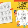 3 Digit addition subtraction Activity book PDF File 8.5×11 inch For Kids aged 2-4 4-8, KDP interior Ready To Upload COMMERCIAL Use