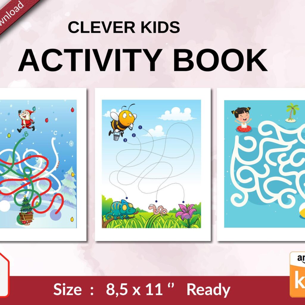 Clever kids Activity book PDF File 8.5×11 inch For Kids aged 2-4 4-8, KDP interior Ready To Upload COMMERCIAL Use