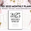 Dated 2023 Montly Planner 28 Pages 8.5×11 or A4, Printable with 2023 Calendar, also used as KDP interior COMMERCIAL USE