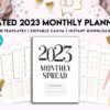 Dated 2023 Montly Planner +28 Canva Templates 8.5×11, Printable & Editable with 2023 Calendar, also used as KDP interior COMMERCIAL USE