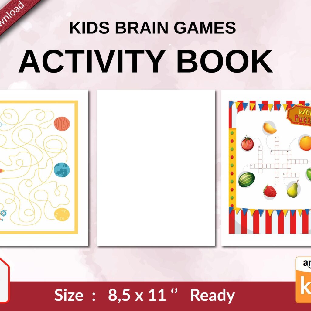 kids brain games Activity book PDF File 8.5×11 inch For Kids aged 2-4 4-8, KDP interior Ready To Upload COMMERCIAL Use