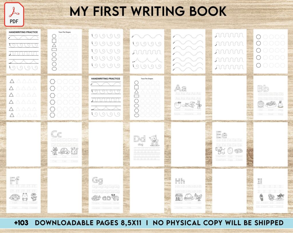 My first writing book Activity book PDF File 8.5×11 inch For Kids aged 2-4 4-8, KDP interior Ready To Upload COMMERCIAL Use