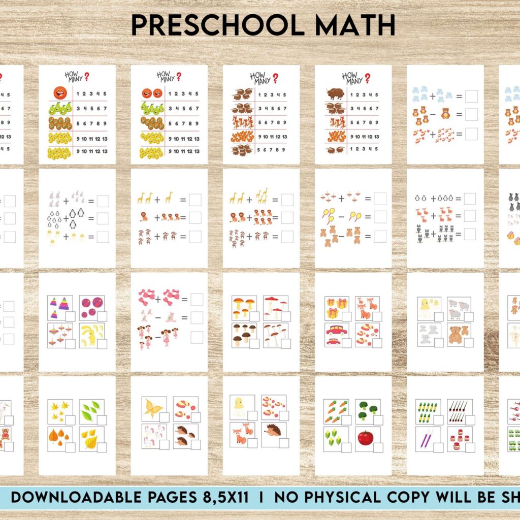 Preschool math Activity book PDF File 8.5×11 inch For Kids aged 2-4 4-8, KDP interior Ready To Upload COMMERCIAL Use