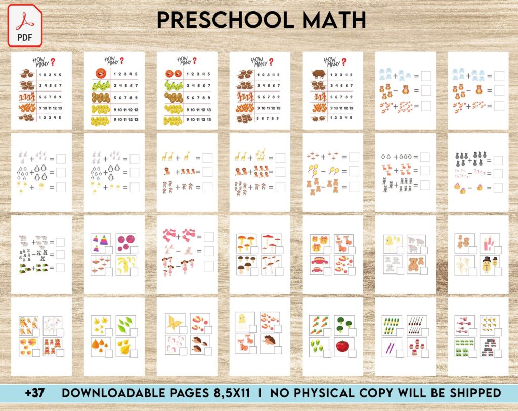 Preschool math Activity book PDF File 8.5×11 inch For Kids aged 2-4 4-8, KDP interior Ready To Upload COMMERCIAL Use