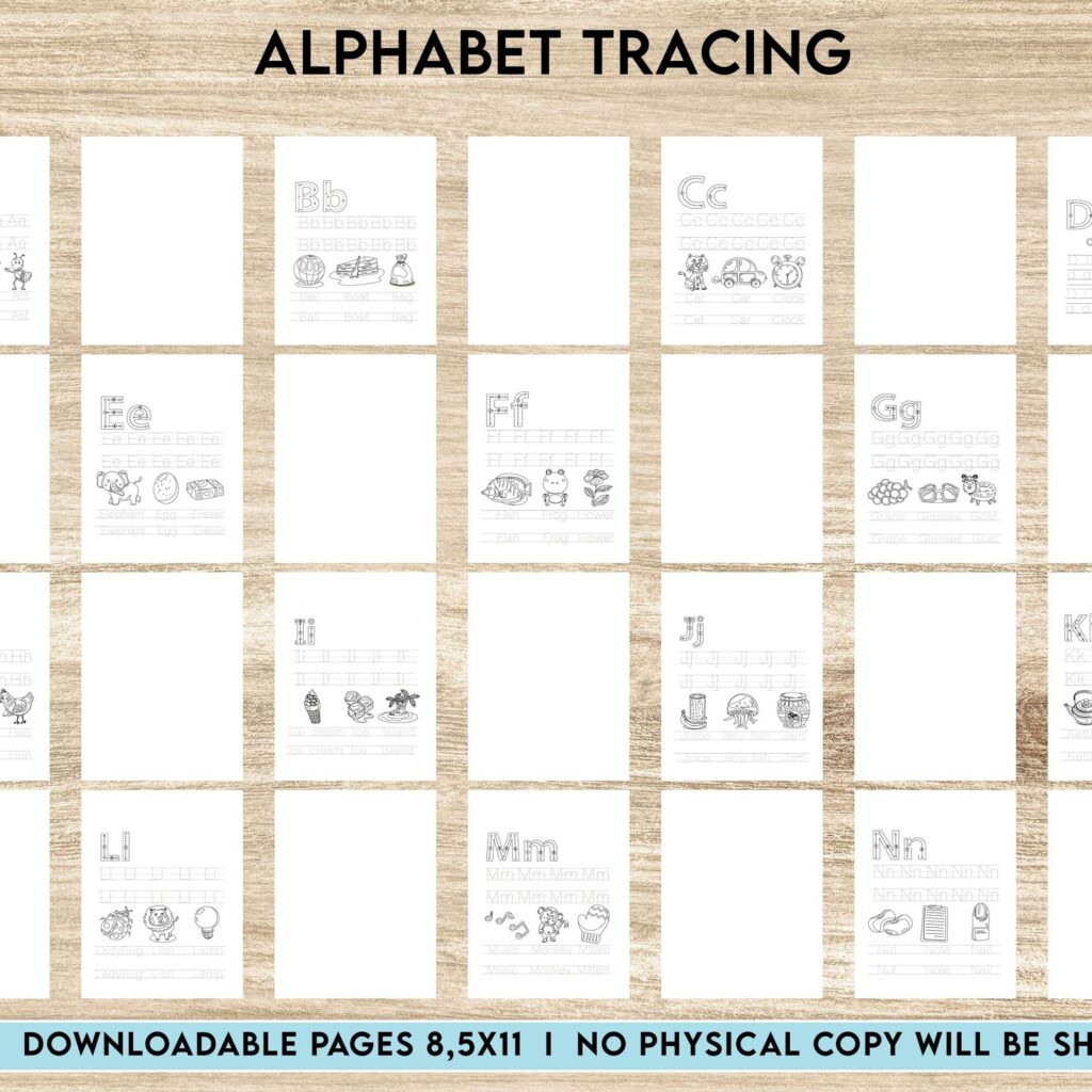 Alphabet tracing Activity book PDF File 8.5×11 inch For Kids aged 2-4 4-8, KDP interior Ready To Upload COMMERCIAL Use