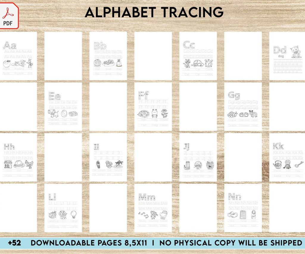 Alphabet tracing Activity book PDF File 8.5×11 inch For Kids aged 2-4 4-8, KDP interior Ready To Upload COMMERCIAL Use