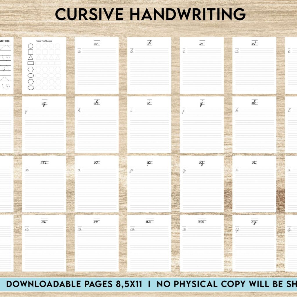 Cursive Handwriting Activity book PDF File 8.5×11 inch For Kids aged 2-4 4-8, KDP interior Ready To Upload COMMERCIAL Use