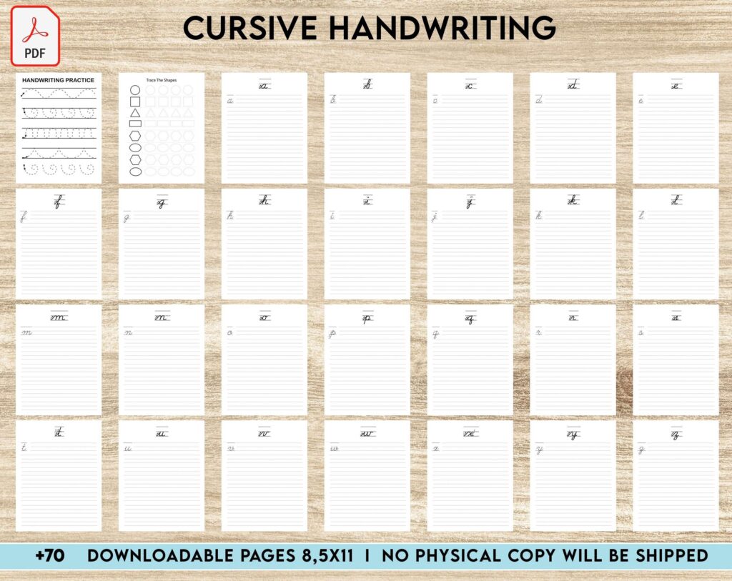 Cursive Handwriting Activity book PDF File 8.5×11 inch For Kids aged 2-4 4-8, KDP interior Ready To Upload COMMERCIAL Use