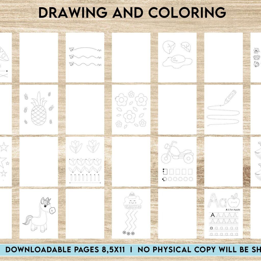 Drawing and coloring Activity book PDF File 8.5×11 inch For Kids aged 2-4 4-8, KDP interior Ready To Upload COMMERCIAL Use