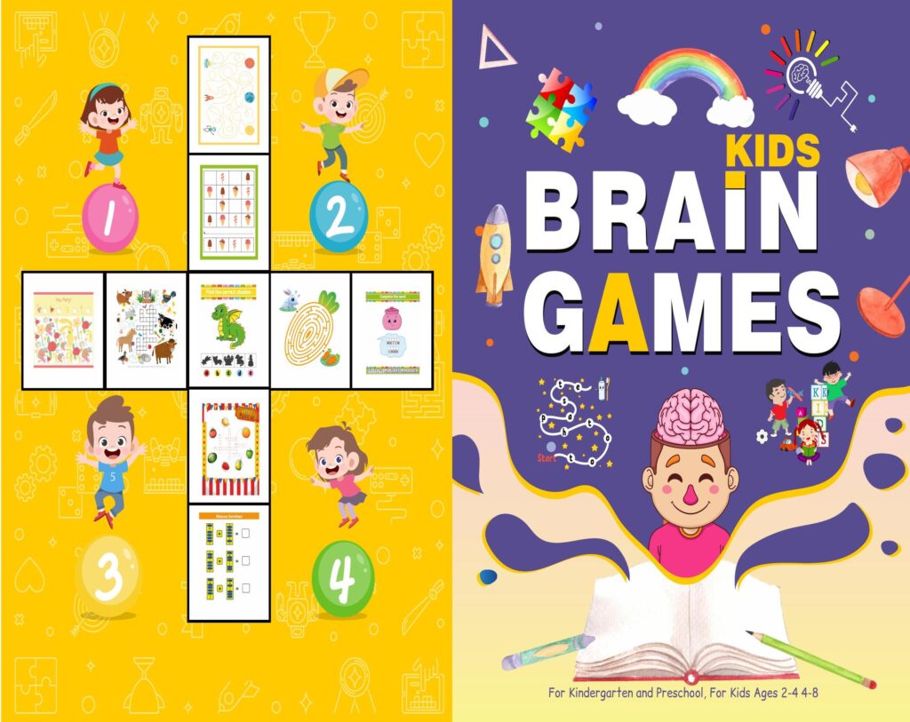 kids brain games Activity book PDF File 8.5×11 inch For Kids aged 2-4 4-8, KDP interior Ready To Upload COMMERCIAL Use