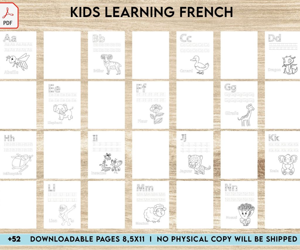 kids learning French Activity book PDF File 8.5×11 inch For Kids aged 2-4 4-8, KDP interior Ready To Upload COMMERCIAL Use