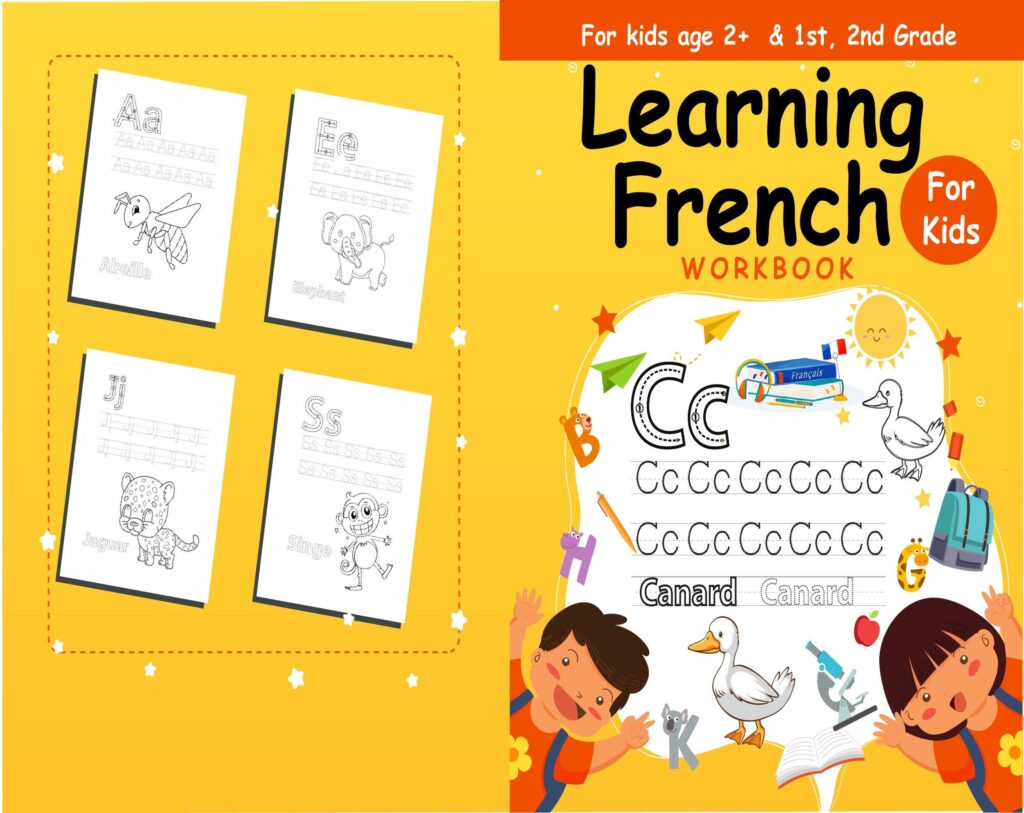 kids learning French Activity book PDF File 8.5×11 inch For Kids aged 2-4 4-8, KDP interior Ready To Upload COMMERCIAL Use