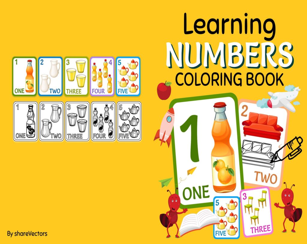 Learning numbers 1 to 10 Activity book PDF File 8.5×11 inch For Kids aged 2-4 4-8, KDP interior Ready To Upload COMMERCIAL Use