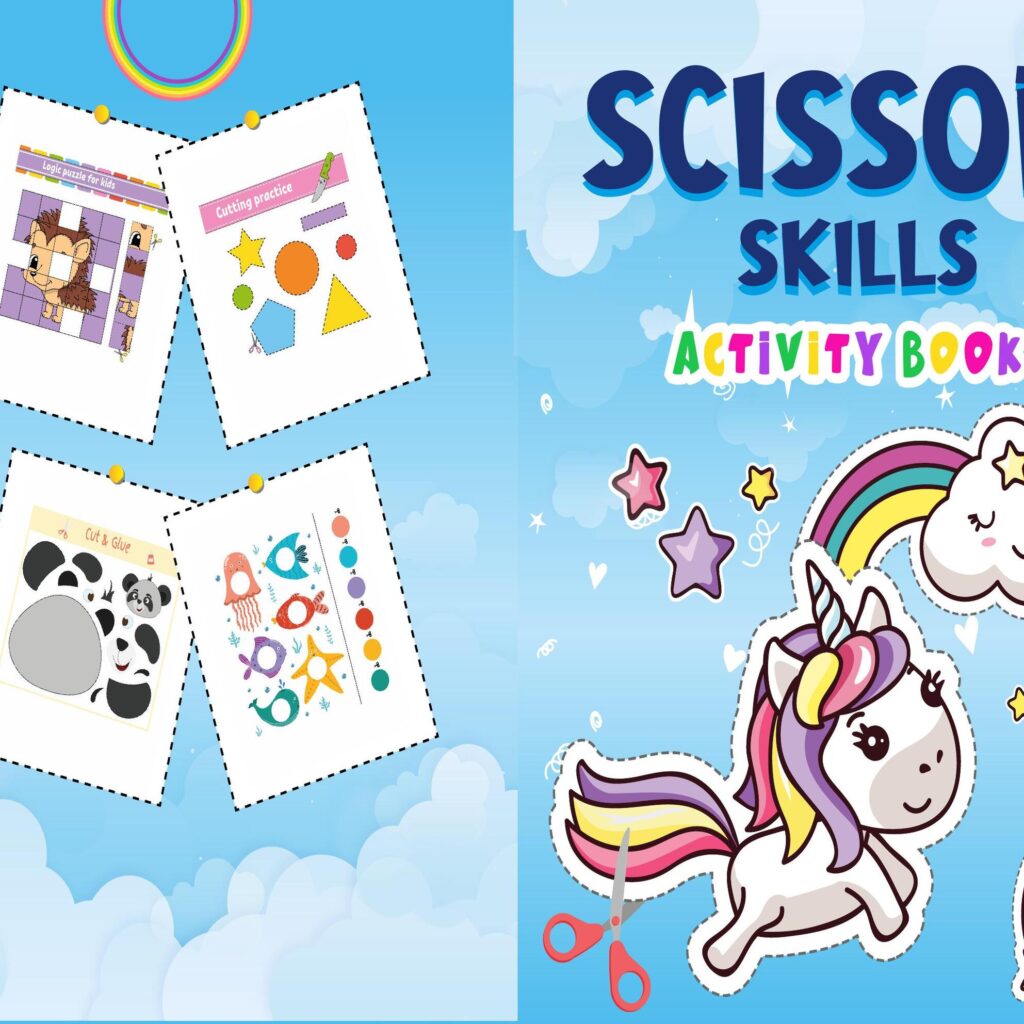 scissor tracing Activity book PDF File 8.5×11 inch For Kids aged 2-4 4-8, KDP interior Ready To Upload COMMERCIAL Use