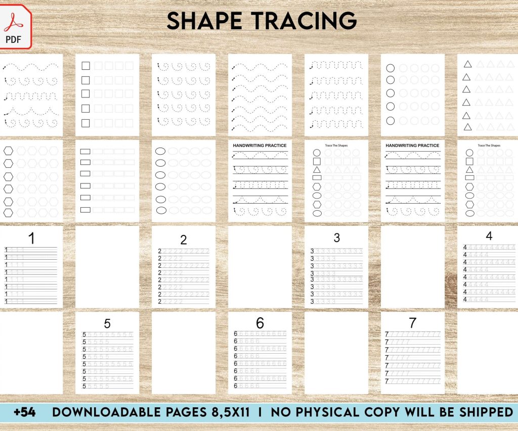 Shape tracing Activity book PDF File 8.5×11 inch For Kids aged 2-4 4-8, KDP interior Ready To Upload COMMERCIAL Use