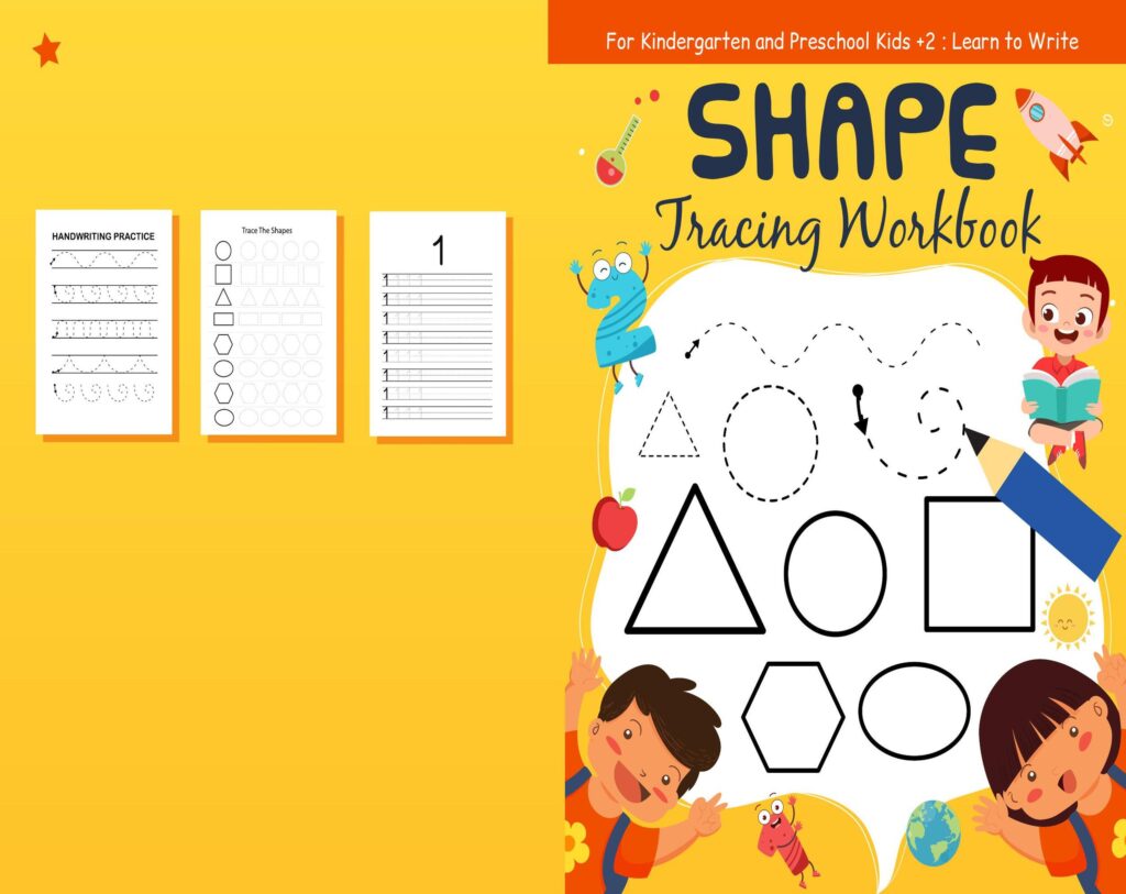 Shape tracing Activity book PDF File 8.5×11 inch For Kids aged 2-4 4-8, KDP interior Ready To Upload COMMERCIAL Use