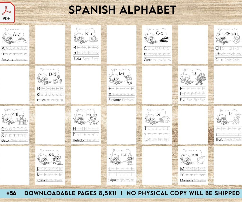 spanish alphabet Activity book PDF File 8.5×11 inch For Kids aged 2-4 4-8, KDP interior Ready To Upload COMMERCIAL Use
