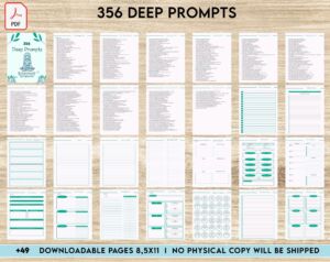 365 Prompts Journal, Mental Health Journal, Self Care Journal, Writing Prompts, PDF Printable, Kdp interior, binder journal