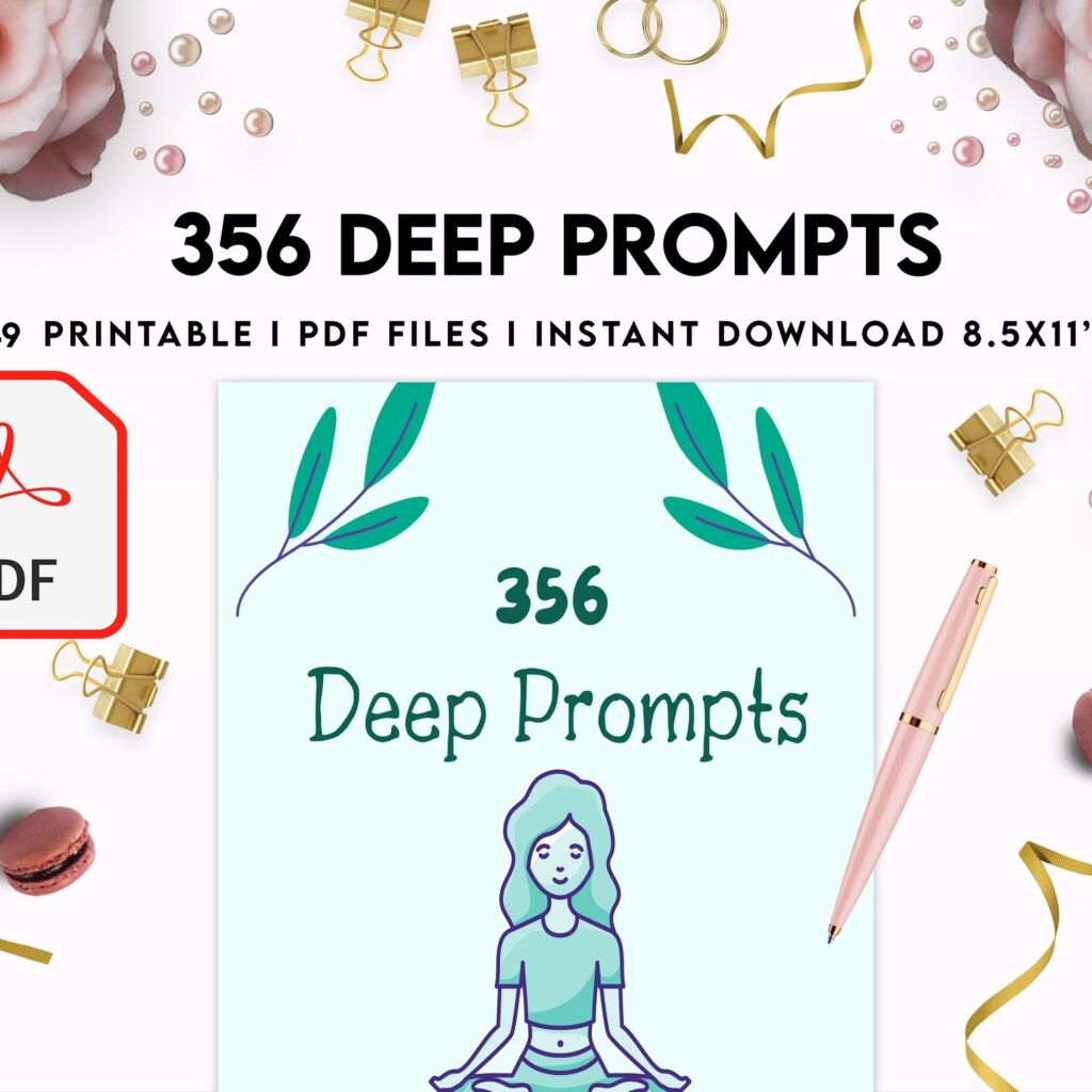 365 Prompts Journal, Mental Health Journal, Self Care Journal, Writing Prompts, PDF Printable, Kdp interior, binder journal