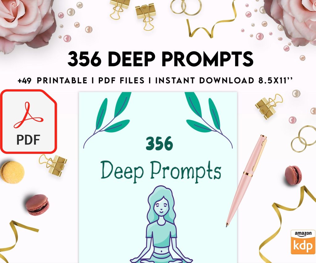 365 Prompts Journal, Mental Health Journal, Self Care Journal, Writing Prompts, PDF Printable, Kdp interior, binder journal