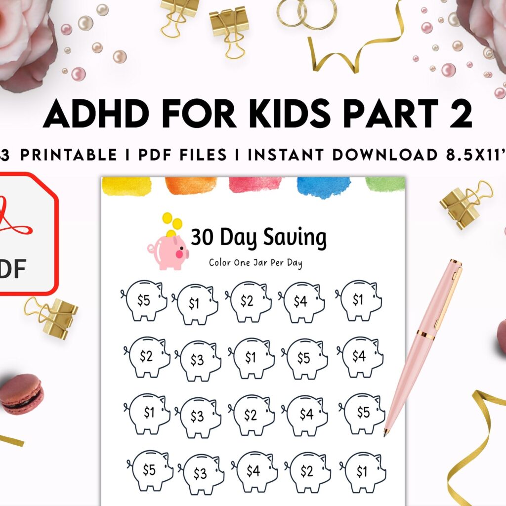 ADHD Planner For Kids , 8×11 inch pages size Kids ADHD Planner, Kids School Planner, ADHD Planner Sheets, Colorful Planner, PDF Printable, Kdp interior