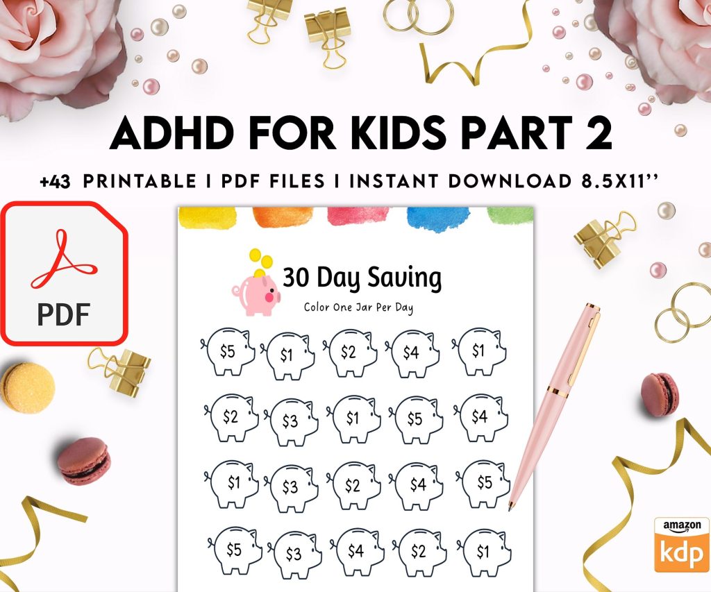 ADHD Planner For Kids , 8×11 inch pages size Kids ADHD Planner, Kids School Planner, ADHD Planner Sheets, Colorful Planner, PDF Printable, Kdp interior