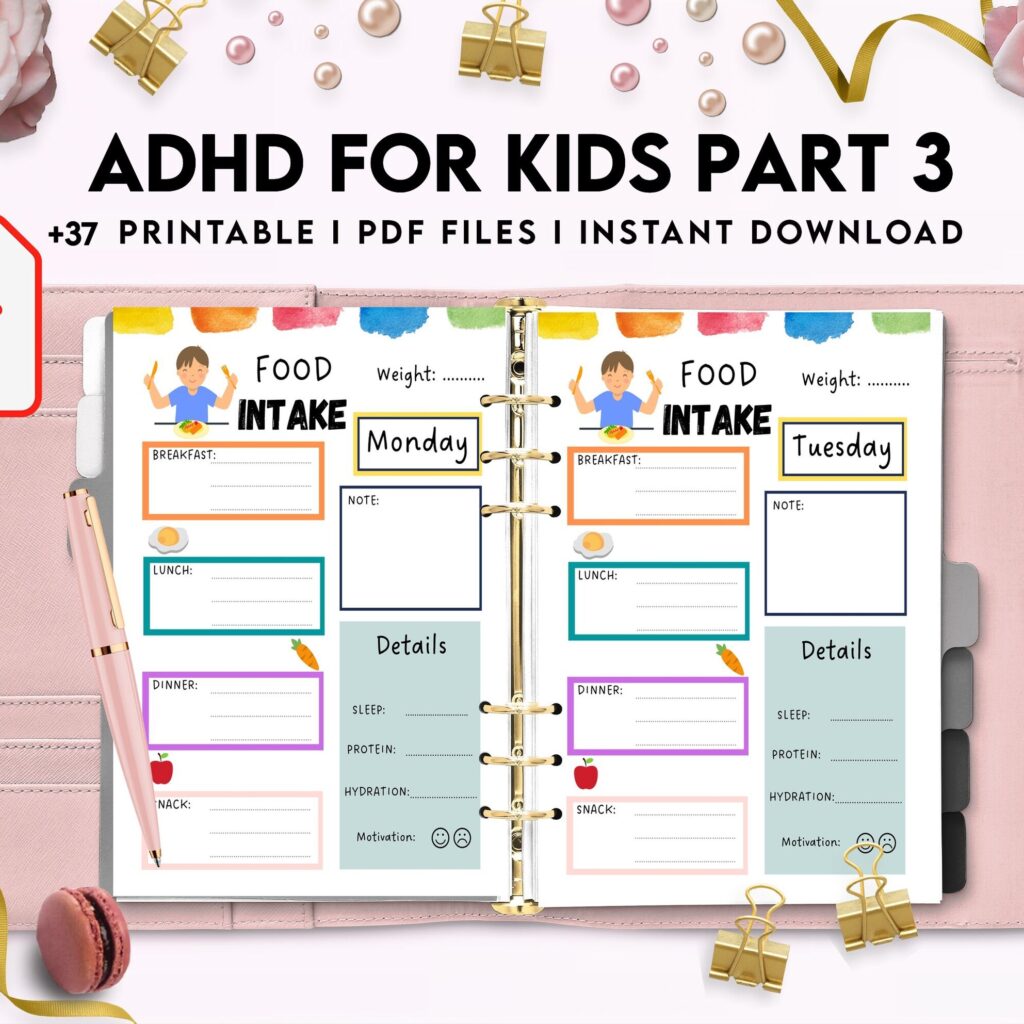 ADHD Planner For Kids , 8×11 inch pages size Kids ADHD Planner, Kids School Planner, ADHD Planner Sheets, Colorful Planner, PDF Printable, Kdp interior