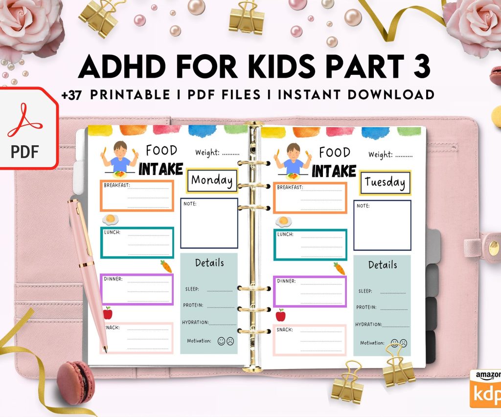 ADHD Planner For Kids , 8×11 inch pages size Kids ADHD Planner, Kids School Planner, ADHD Planner Sheets, Colorful Planner, PDF Printable, Kdp interior