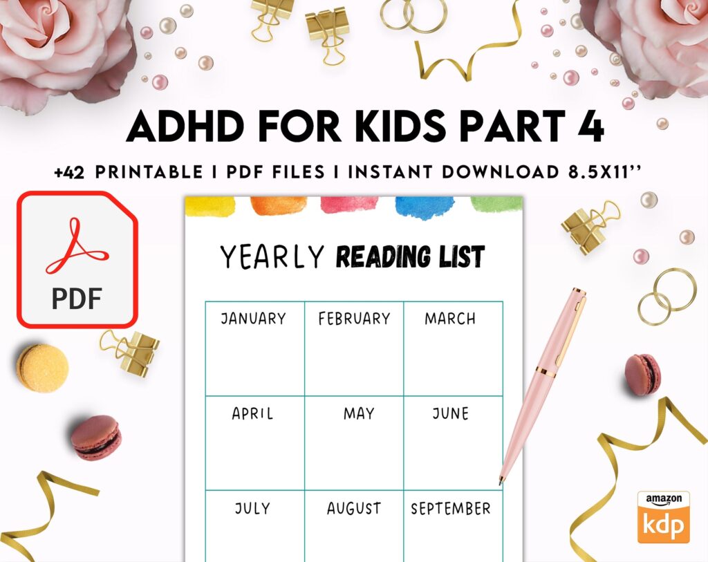 ADHD Planner For Kids , 8×11 inch pages size Kids ADHD Planner, Kids School Planner, ADHD Planner Sheets, Colorful Planner, PDF Printable, Kdp interior
