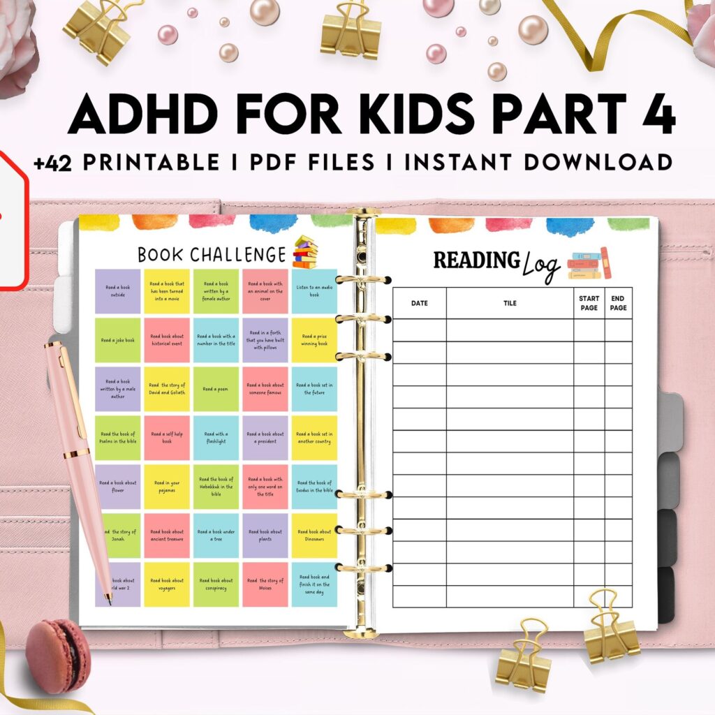ADHD Planner For Kids , 8×11 inch pages size Kids ADHD Planner, Kids School Planner, ADHD Planner Sheets, Colorful Planner, PDF Printable, Kdp interior