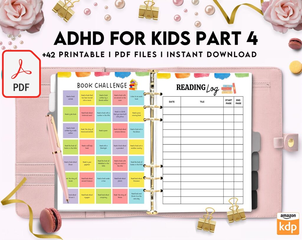 ADHD Planner For Kids , 8×11 inch pages size Kids ADHD Planner, Kids School Planner, ADHD Planner Sheets, Colorful Planner, PDF Printable, Kdp interior