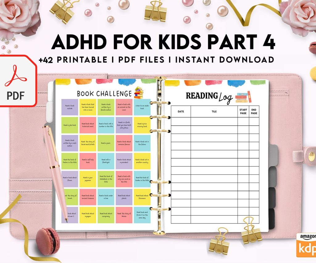 ADHD Planner For Kids , 8×11 inch pages size Kids ADHD Planner, Kids School Planner, ADHD Planner Sheets, Colorful Planner, PDF Printable, Kdp interior