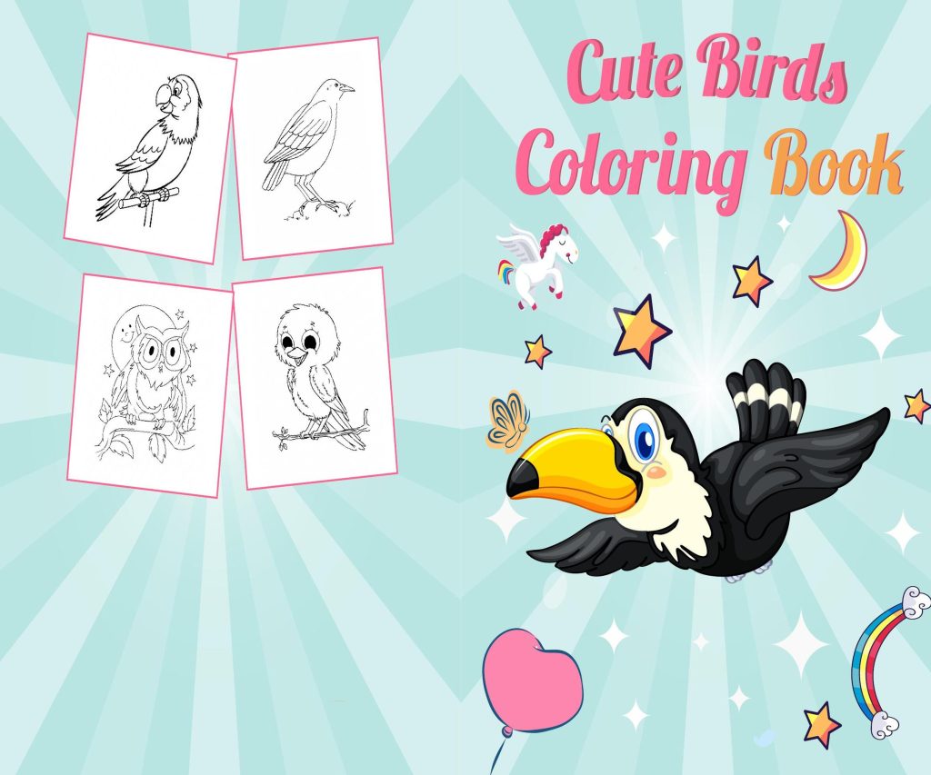 Birds Coloring pages book For Kids aged 2-4 4-8 8-1, PDF File 8.5×11 inch, KDP interior Ready To Upload COMMERCIAL Use
